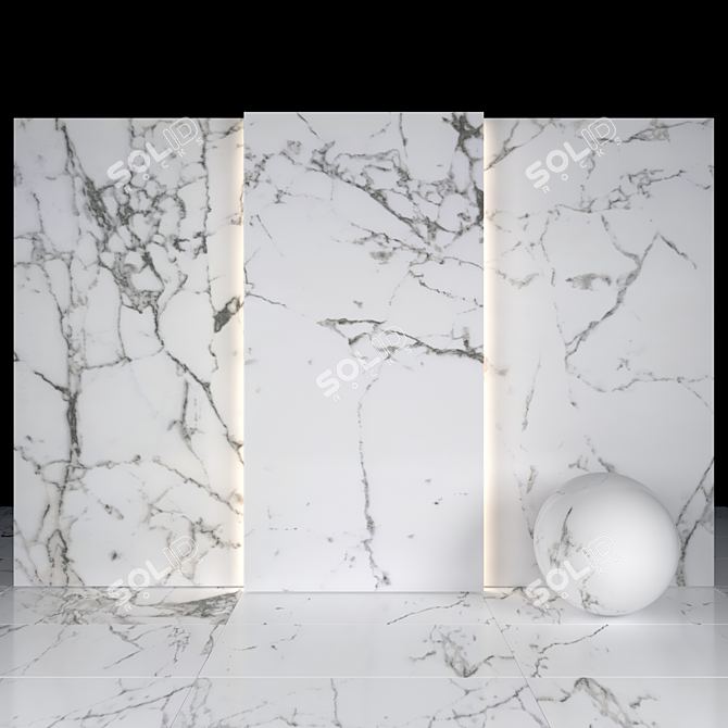 Elegant Flow White Marble: Timeless Beauty 3D model image 1