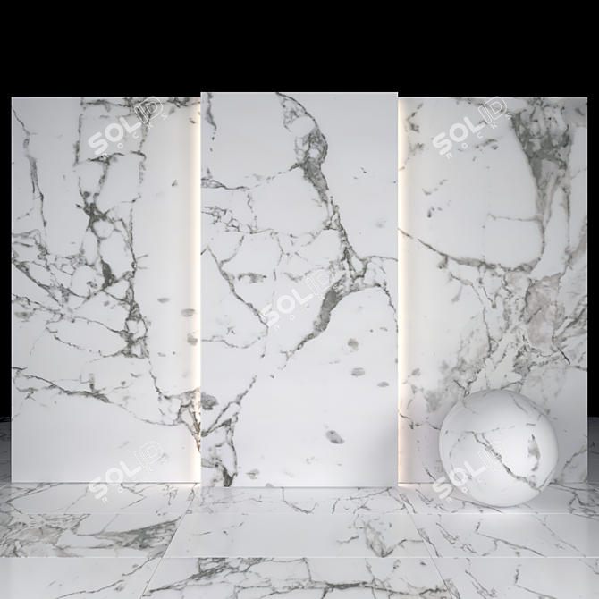 Elegant Flow White Marble: Timeless Beauty 3D model image 2