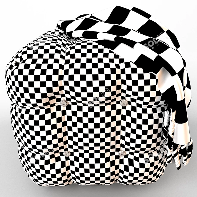 Plaid Ottoman: Leather and Cozy 3D model image 5