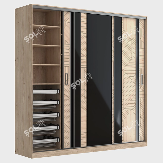 Modus MS163 Sliding Wardrobe: Narrow Profile, Seamless Texture 3D model image 1