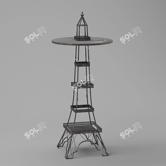 Stylish Metal Shelf Table 3D model image 1