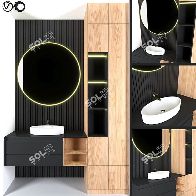 Modern Bathroom Furniture Set 3D model image 1