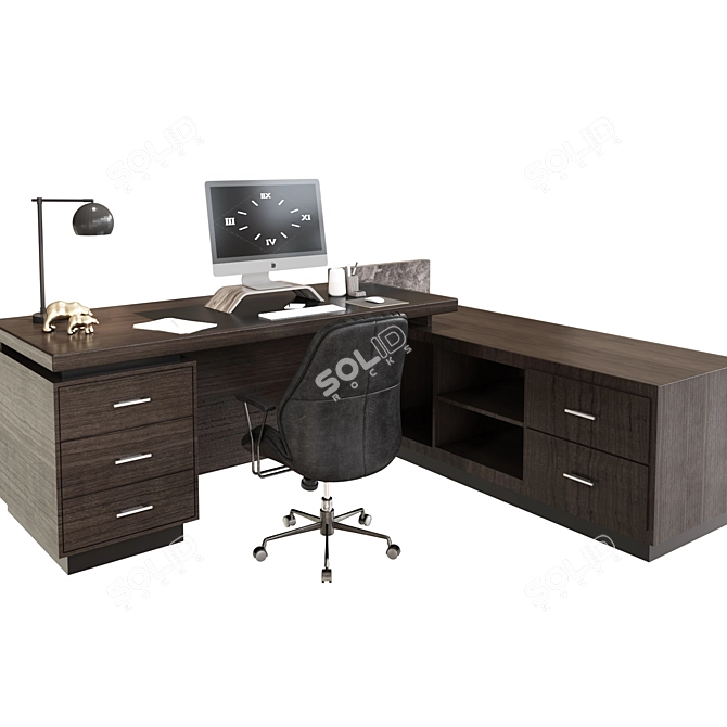 Modern CEO Office Desk Set 3D model image 3