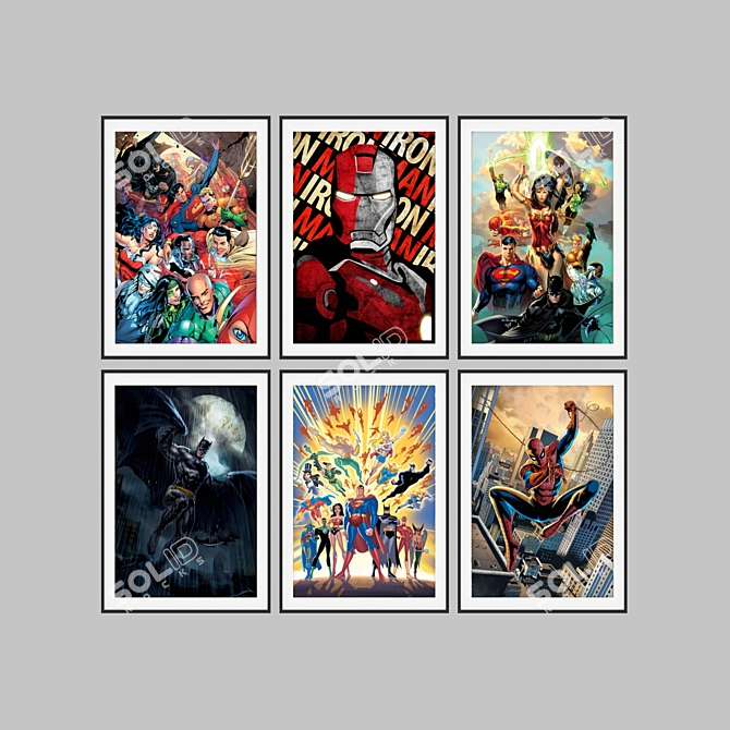 Superhero Poster Set: Marvel and DC 3D model image 5