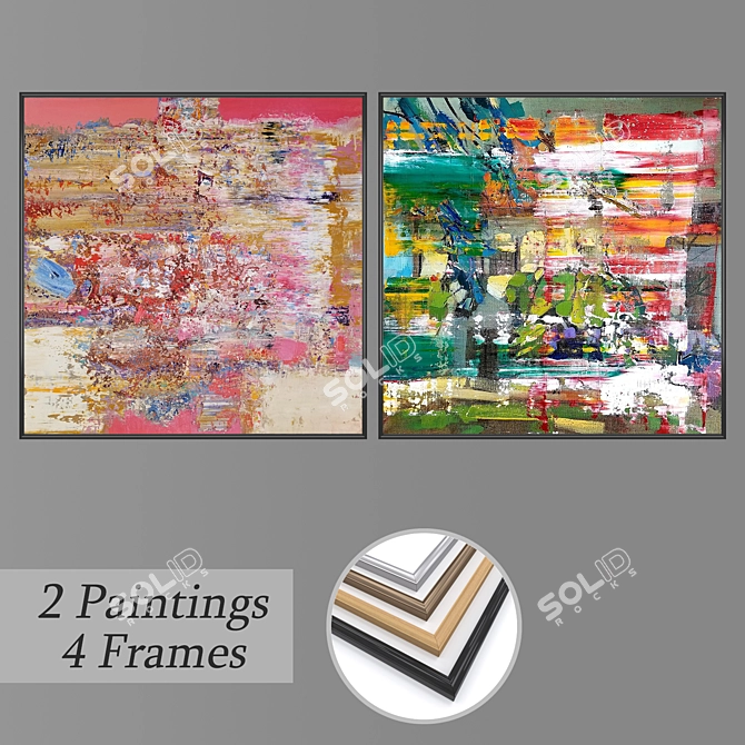 Contemporary Wall Art Set 3D model image 1