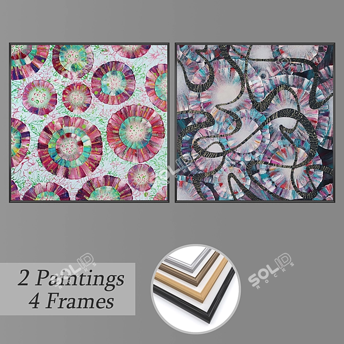 Artistic Wall Prints Set 3D model image 1