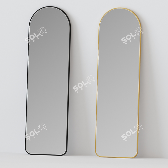 Vintage Metal-Framed Full Length Mirror 3D model image 1