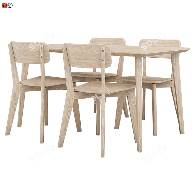 Modern Dining Set: IKEA LISABO 3D model image 1