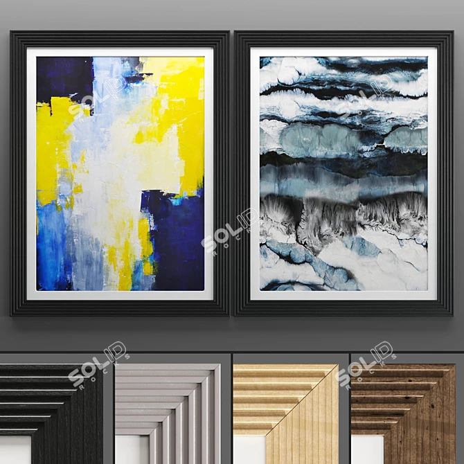 Modern Art Frame Set - 2 Frames, 4 Textures 3D model image 1