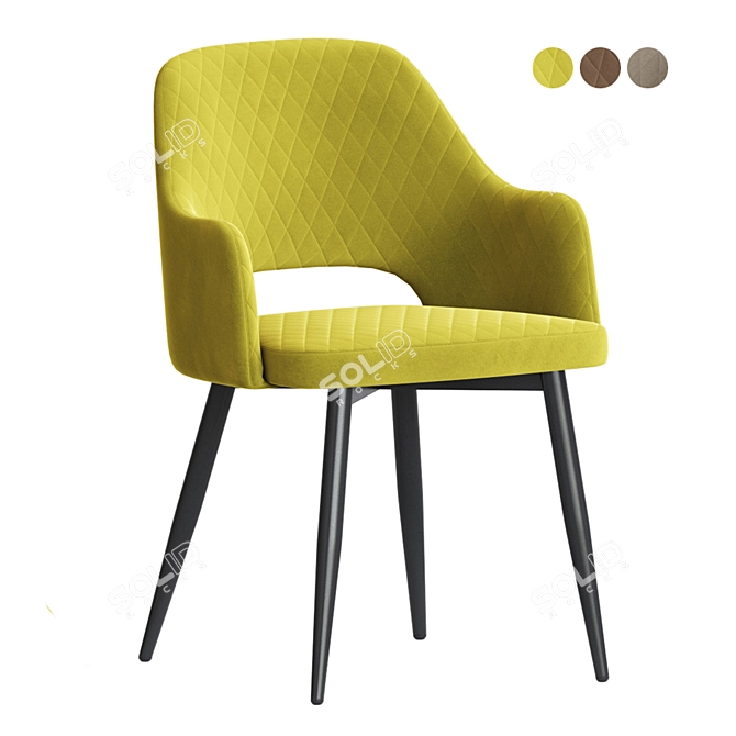 Elegant Velvet Armrests for William Chair 3D model image 2
