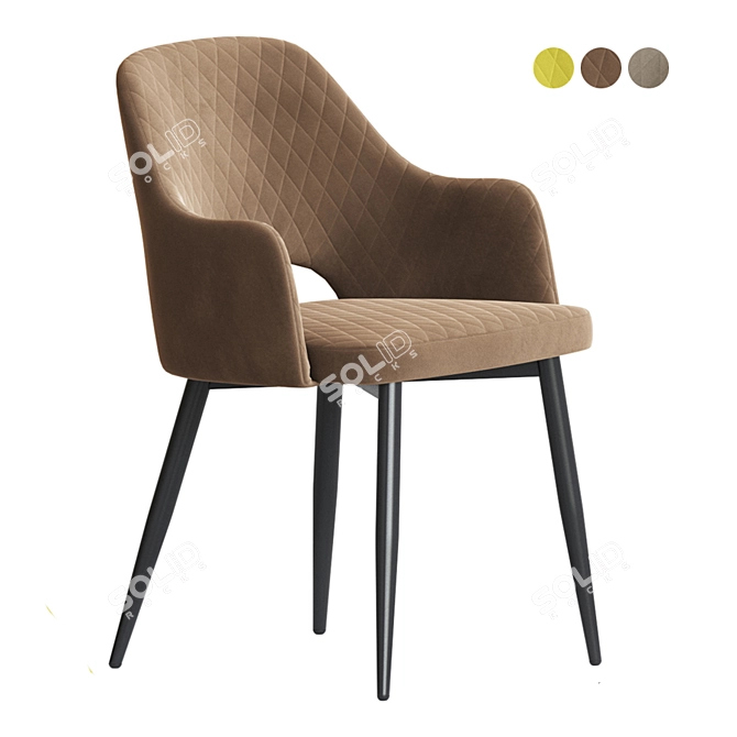 Elegant Velvet Armrests for William Chair 3D model image 3