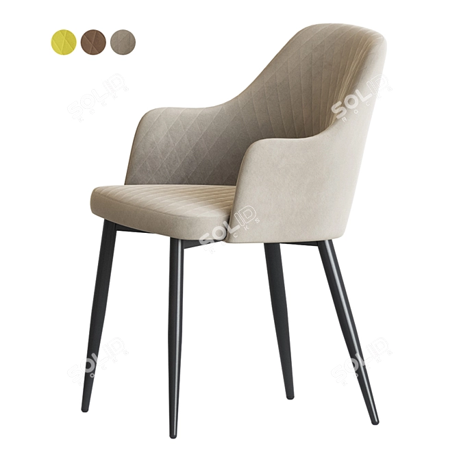 Elegant Velvet Armrests for William Chair 3D model image 4