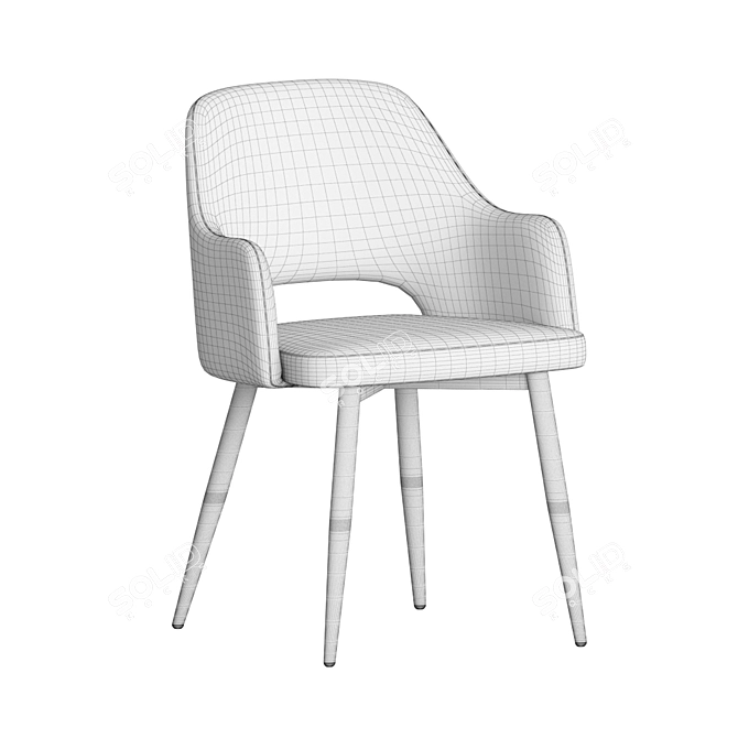 Elegant Velvet Armrests for William Chair 3D model image 5