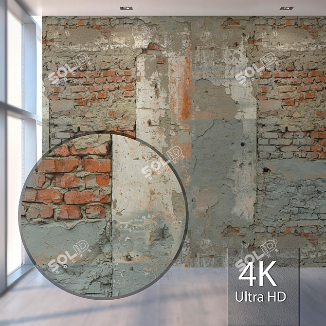 Vintage Brick Wall Texture 3D model image 1