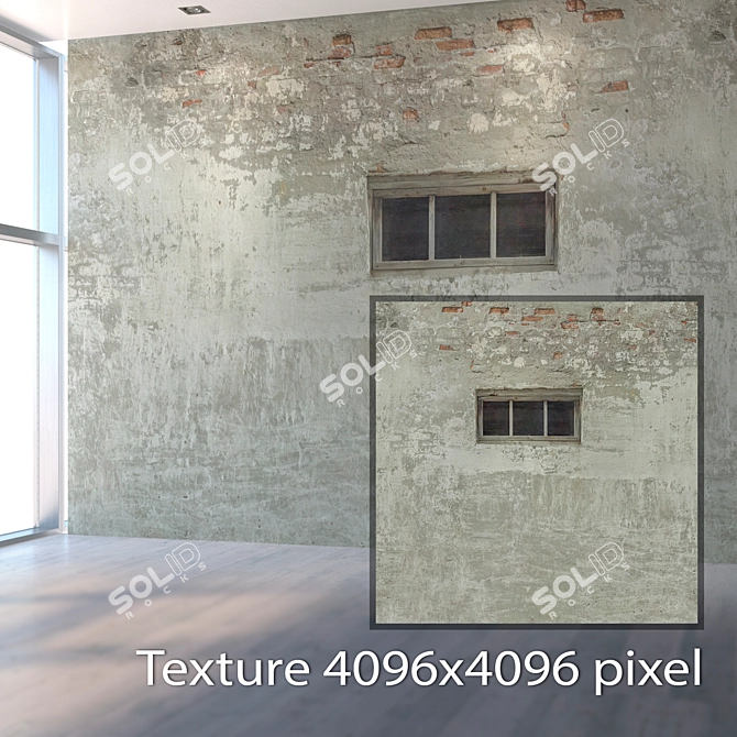 Vintage Window Wall Texture 3D model image 2