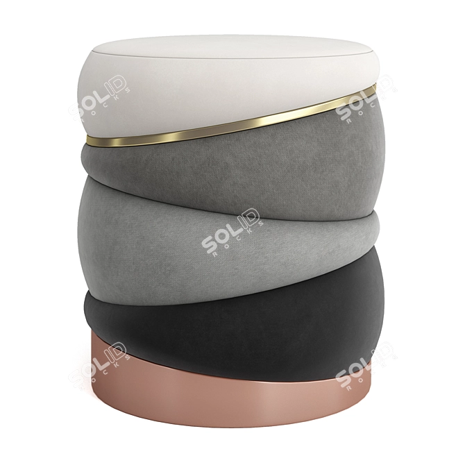 Modern Obsidian Stool: 3D Model with Vray Materials 3D model image 1