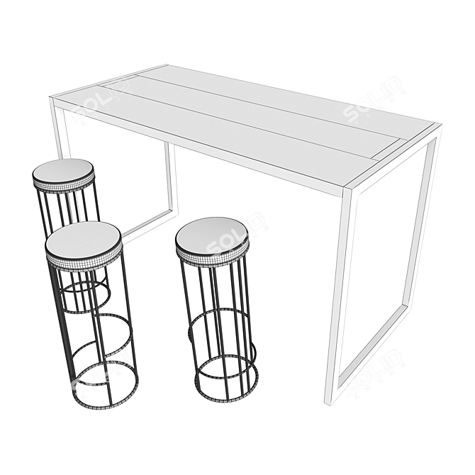 Vintage Bar Table and Chairs 3D model image 4