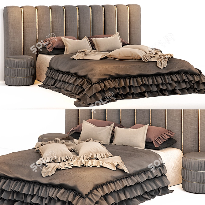 Sleek Modern Bed 2015 3D model image 1