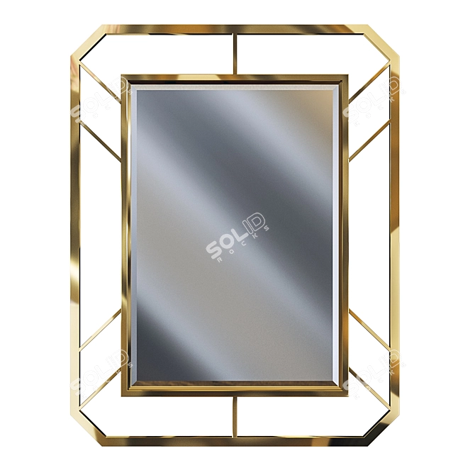 Golden Metal Frame Mirror 3D model image 1