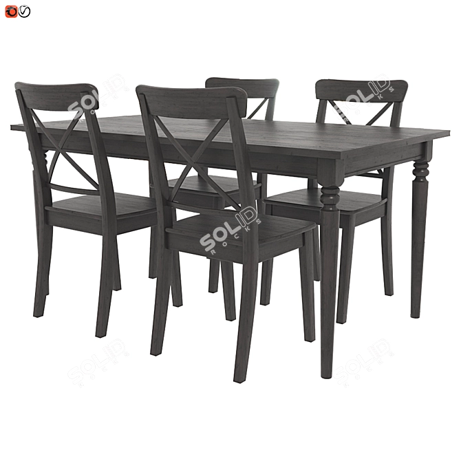 Elegant INGATORP INGOLF Table & Chair Set 3D model image 1