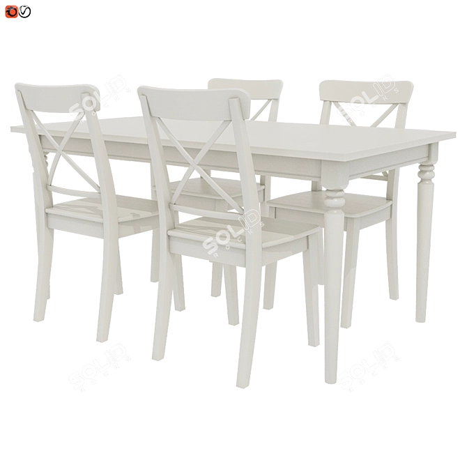 Elegant INGATORP INGOLF Table & Chair Set 3D model image 2