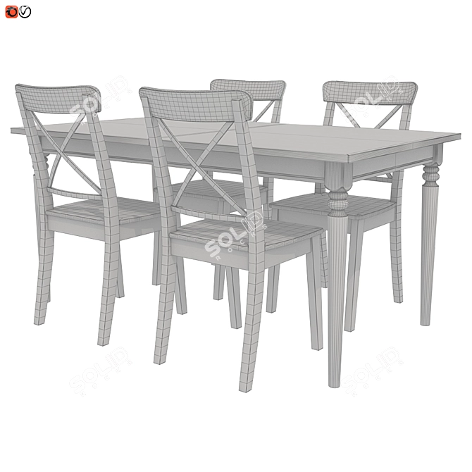 Elegant INGATORP INGOLF Table & Chair Set 3D model image 3