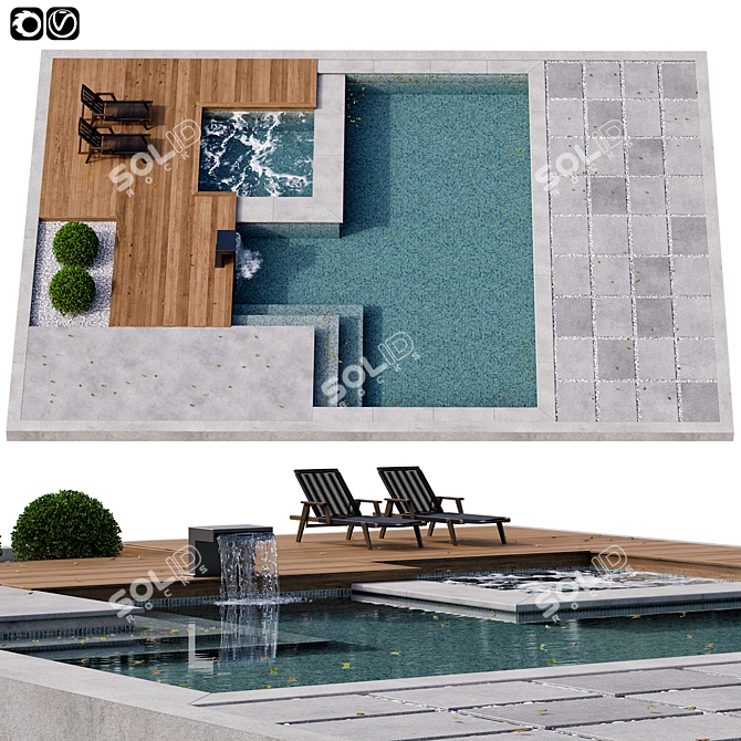 Modern Pool Design: 3D Model 3D model image 1