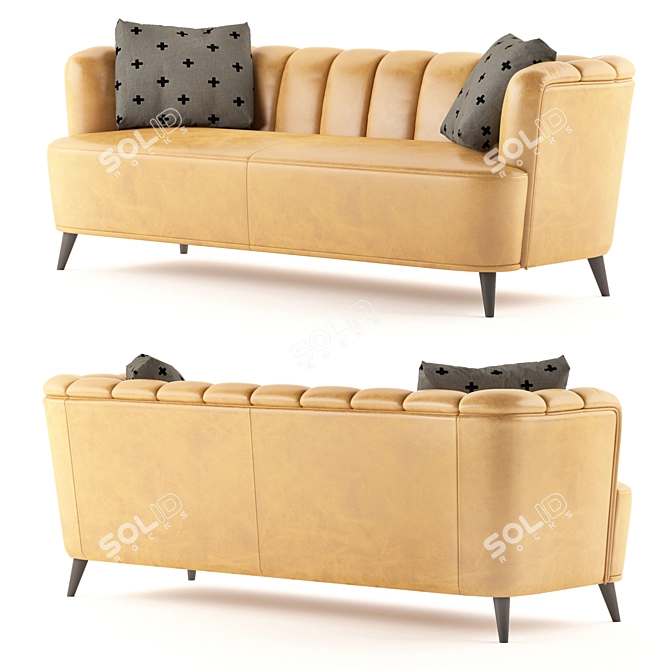 Sunshine Yellow Leather Sofa 3D model image 2