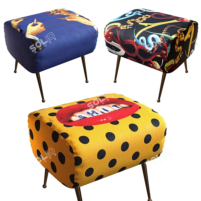  Saletti Pouf: Chic Comfort in 3 Styles 3D model image 1