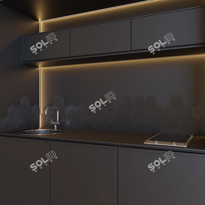 Modern Kitchen 16: Customizable Design 3D model image 2