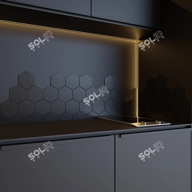 Modern Kitchen 16: Customizable Design 3D model image 3