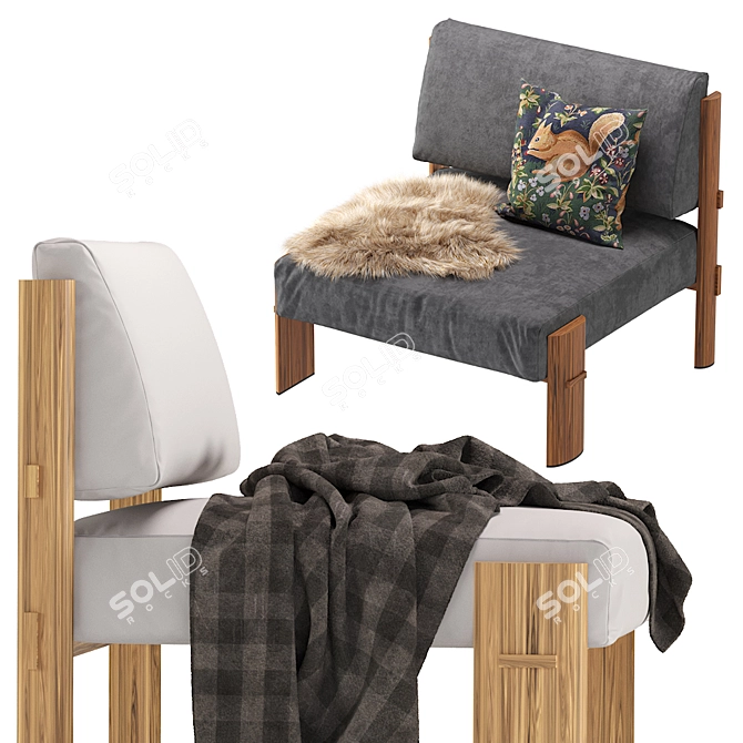 Olivya Stone Hedalgo Lounge Chair: Sleek and Stylish Comfort 3D model image 3