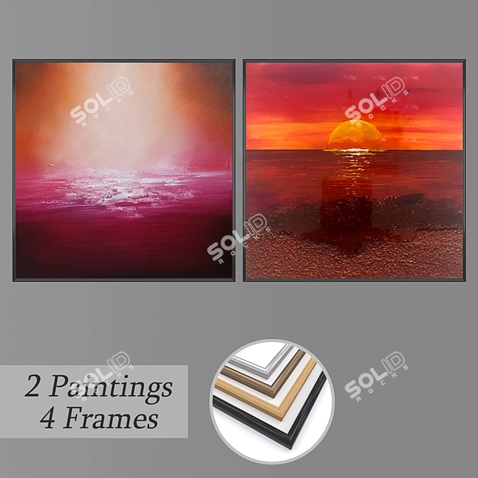 Versatile Wall Art Set: 2 Paintings, 4 Frame Options 3D model image 1