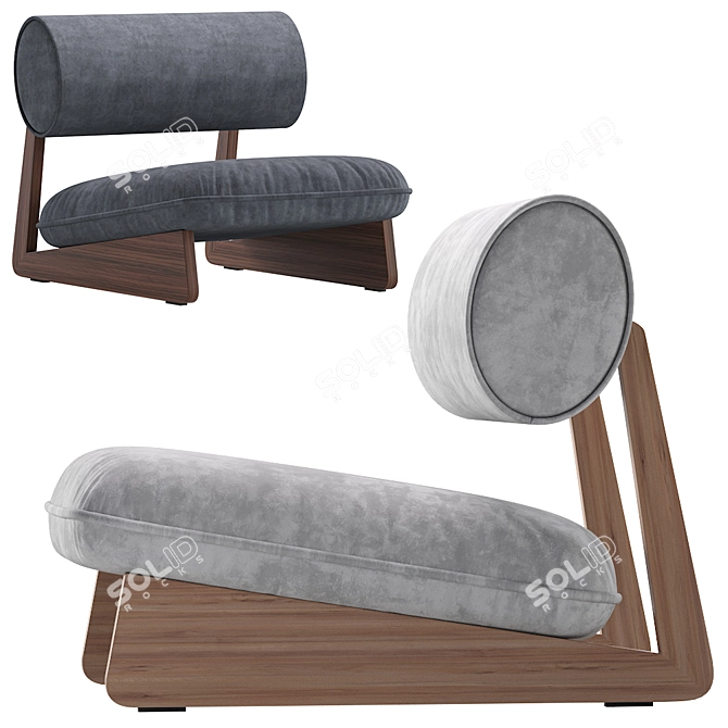 Elegant Wabi Lounge Chair 3D model image 3