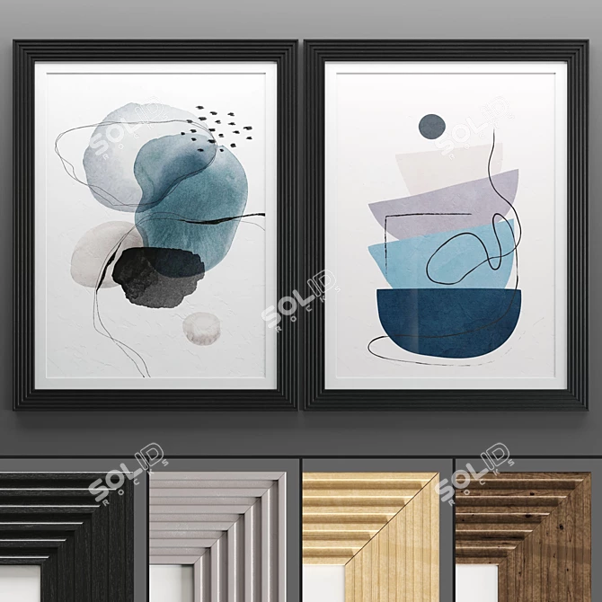 Sleek Art Frames: 2-in-1 Texture 3D model image 1