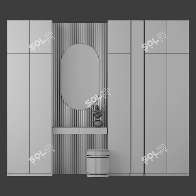 Elegant Vanity Set with Oval Mirror 3D model image 2
