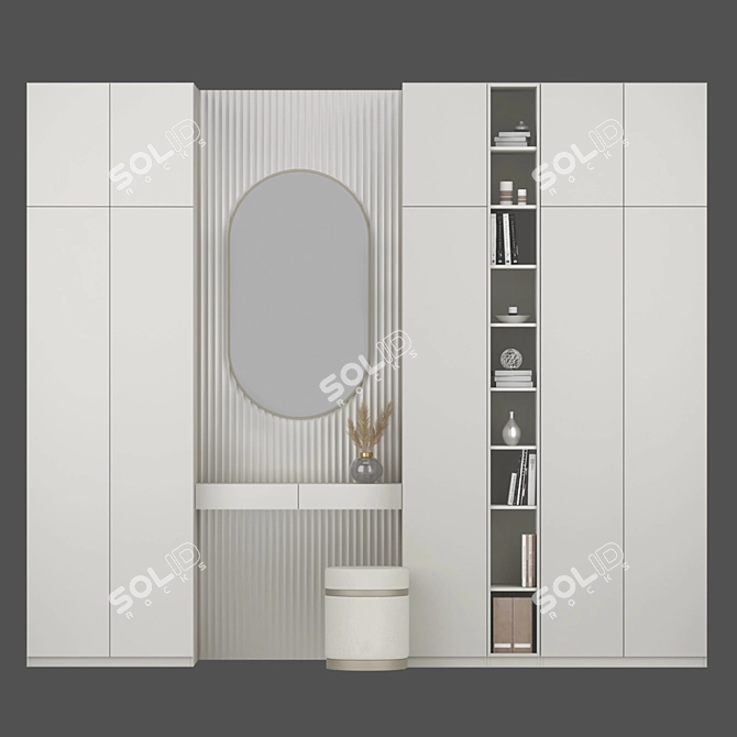 Elegant Vanity Set with Oval Mirror 3D model image 6