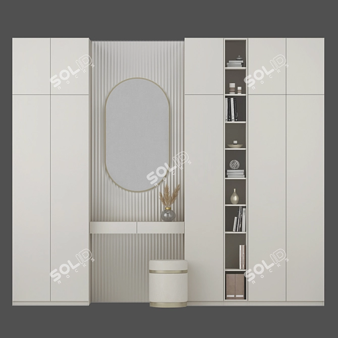 Elegant Vanity Set with Oval Mirror 3D model image 7