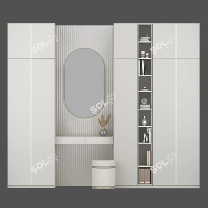 Elegant Vanity Set with Oval Mirror 3D model image 14