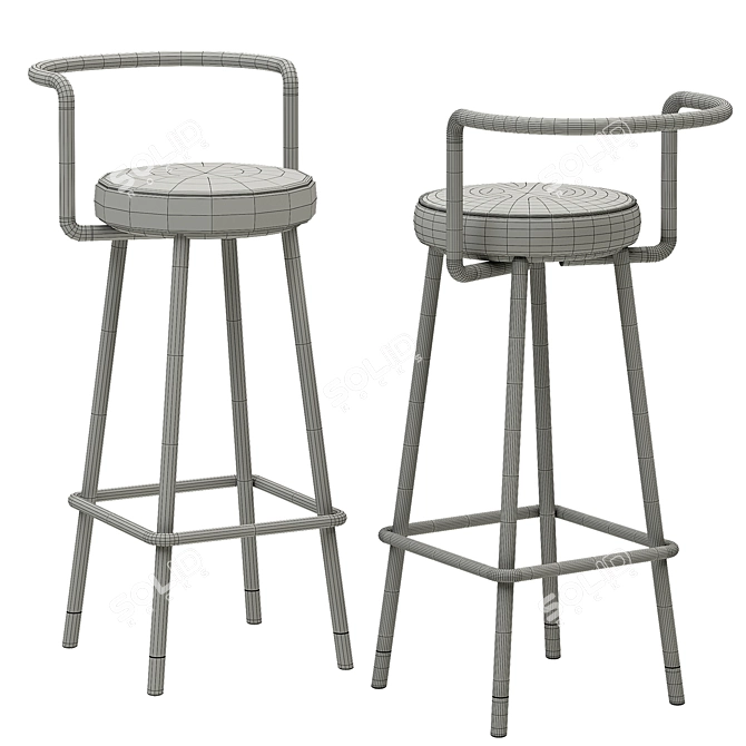 Sleek & Stylish Block-Ba Barstool 3D model image 3