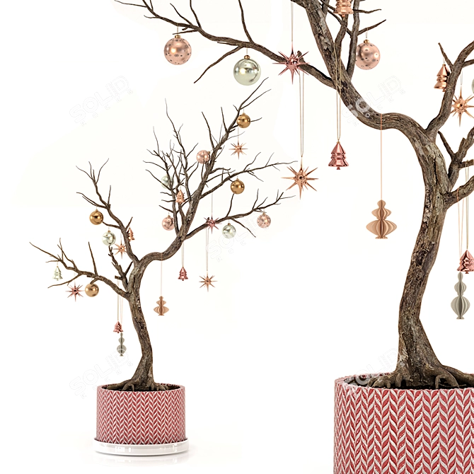 Elegant Dried Christmas Tree 3D model image 1