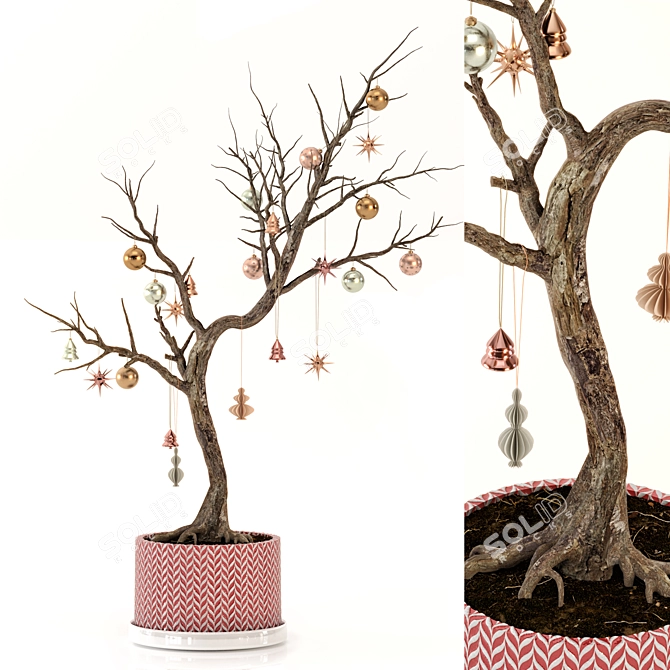 Elegant Dried Christmas Tree 3D model image 3