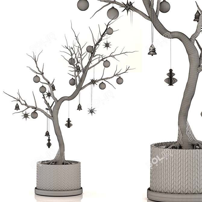 Elegant Dried Christmas Tree 3D model image 4