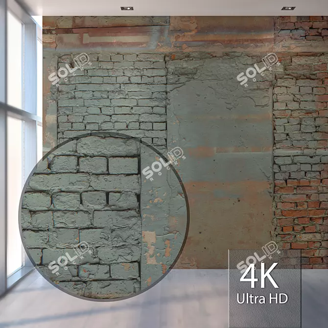 Vintage Brick Wall Texture 3D model image 1