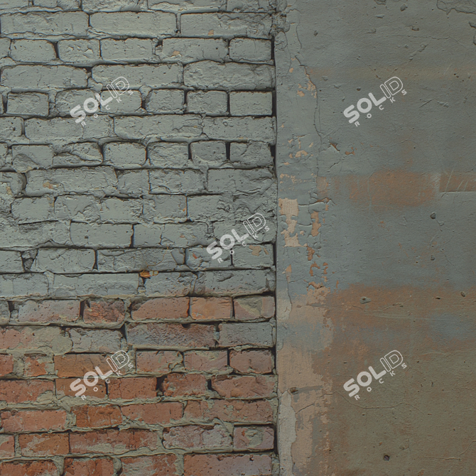 Vintage Brick Wall Texture 3D model image 4