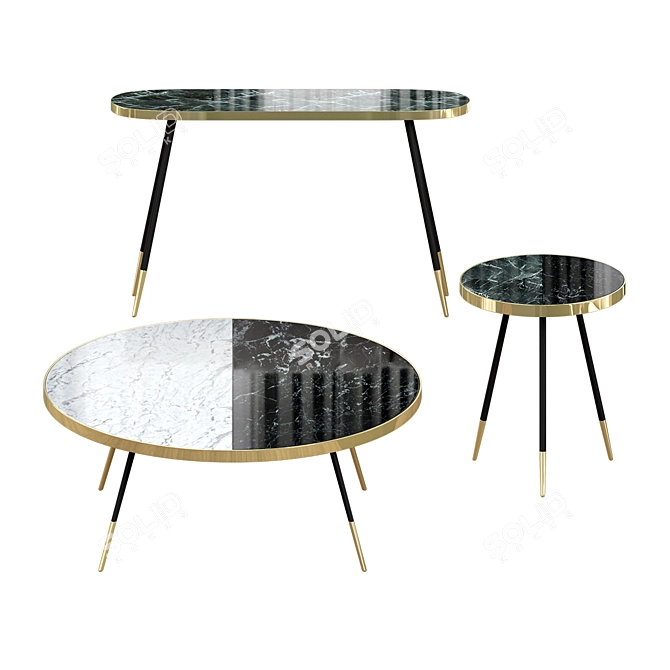 Elegant Bethan Gray Marble Coffee Table 3D model image 1