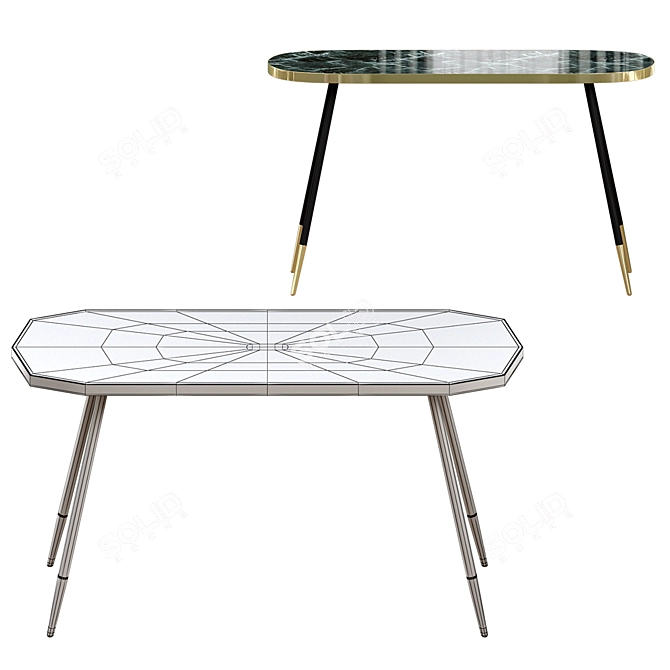 Elegant Bethan Gray Marble Coffee Table 3D model image 2