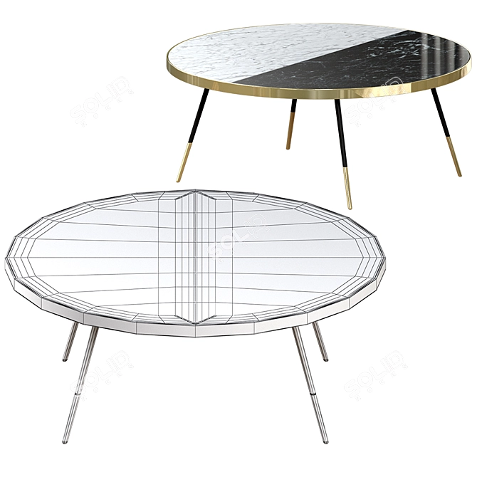 Elegant Bethan Gray Marble Coffee Table 3D model image 3