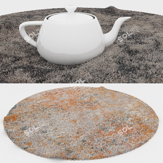 Round Carpet Set: Various Textures 3D model image 3