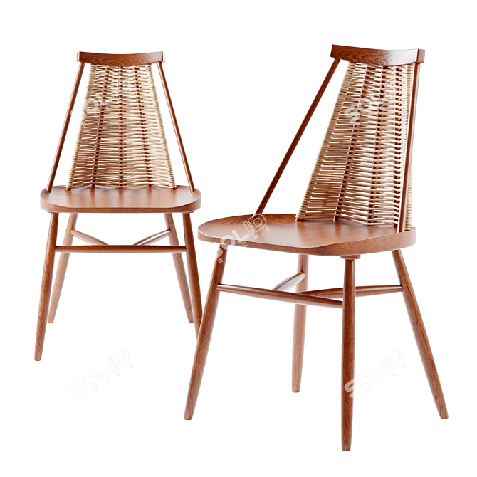 Vintage-Inspired Akina Dining Chair 3D model image 1